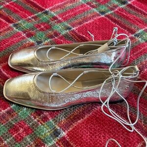 Dolce Vita Metallic Silver Leather Ballet Flats